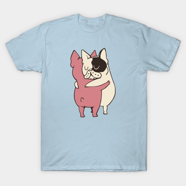 French Bulldog Hugs T-Shirt by huebucket